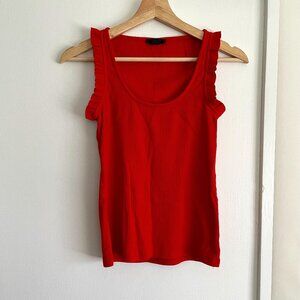 J. Crew Ribbed Red Ruffled Tank